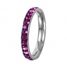 Stainless Steel July Natural Ruby Birthstone Stackable Eternity Ring